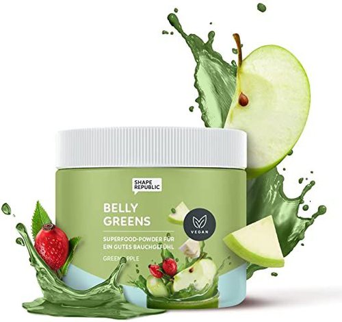 Shape Republic Belly Greens Superfood | Pulver mit Spirulina | Die Wunderwaffe gegen Blähbauch