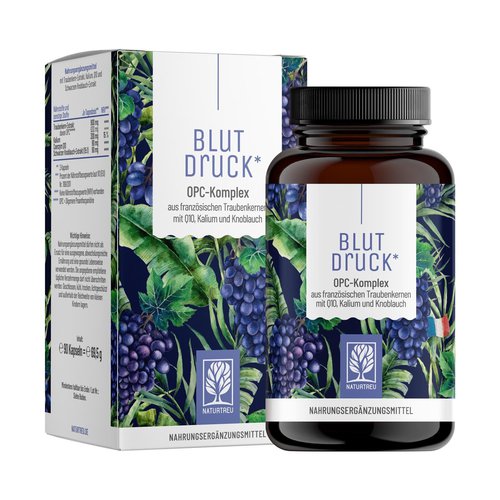 Naturtreu OPC Traubenkernextrakt Komplex mit Q10, Kalium und schwarzem Knoblauch - Blutdruck - Naturtreu®