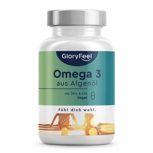 Gloryfeel gloryfeel® Omega 3 vegan - Algenöl Kapseln hochdosiert mit 1.440 mg Omega 3 (432mg DHA & 216mg Epa)